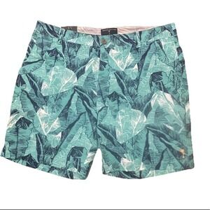 Margaritaville Shorts Leaf Print Casual Turquoise Size 36 NWT
